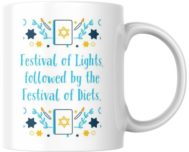 Festival Of Lights Festival Diets Funny Hanukkah Ceramic Coffee Mug Tea Cup Novelty Gift 12 oz