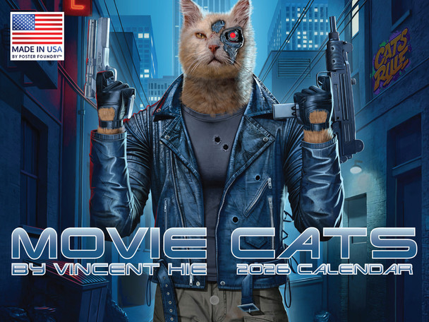 Movie Cats Calendar 2026 by Vincent Hie Funny Gift  Funny Pop Culture Cats  in Movies Wall Monthly 12 Month | American Made In The USA