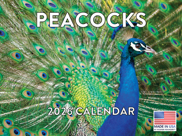 Peacock Calendar 2026 Wall Monthly Peacocks Gifts For Peacock Lovers Women Men | American Made In The USA
