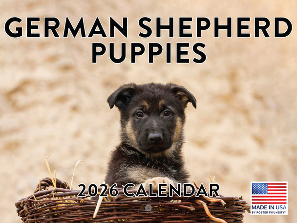 German Shepherd Puppy Calendar 2026 Monthly Wall Calender 12 Month | American Made In The USA
