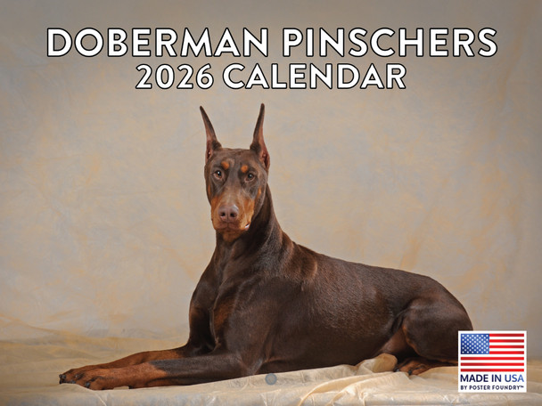 Doberman Calendar 2026 Wall 12 Month Monthly Dobermans Gifts For Doberman Lovers Women Men Mom Dad | American Made In The USA
