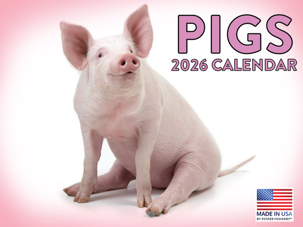 Pig Calendar 2026 Monthly Wall Calender 12 Month | American Made In The USA