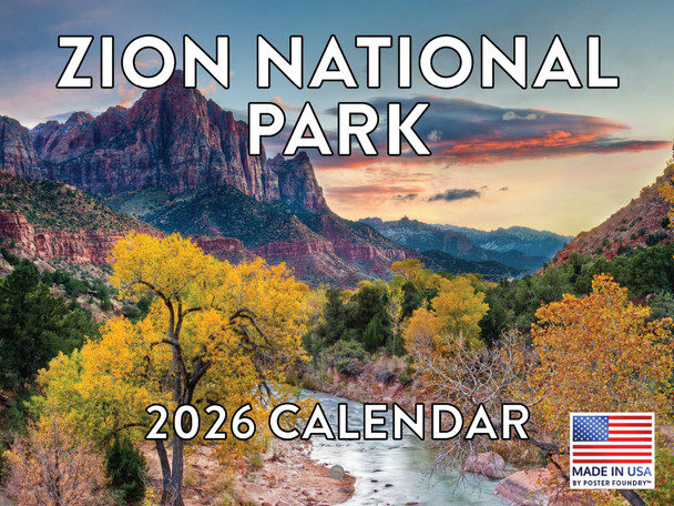 Zion National Park Calendar 2026 Utah Monthly Wall Calender 12 Month | American Made In The USA