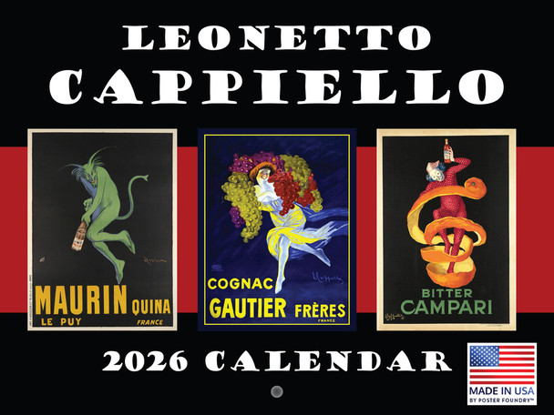 Leonetto Cappiello Vintage Calendar 2026 Food And Drink Art Monthly Wall Calender 12 Month | American Made In The USA