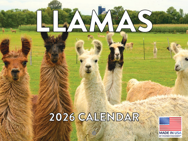 Llama Calendar 2026 Monthly Wall Calender 12 Month | American Made In The USA