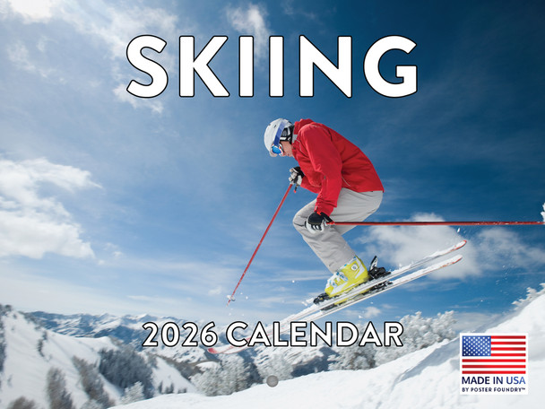 Ski Calendar 2026 Skiing Monthly Wall Calender 12 Month | American Made In The USA