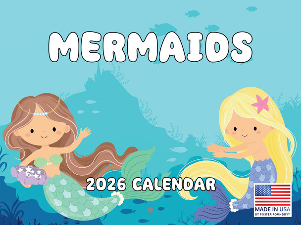 Mermaid Calendar 2026 Monthly Wall Calender 12 Month | American Made In The USA