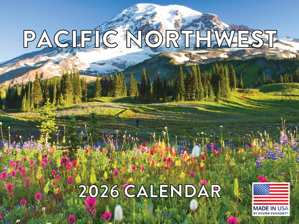 Pacific Northwest Calendar 2026 Wall 12 Month Monthly PNW Scenic Souvenirs Themed Gifts | American Made In The USA