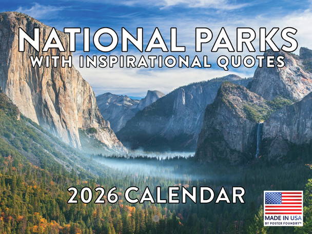 National Parks Inspirational Quotes Calendar 2026 Nature Monthly Wall Calender 12 Month | American Made In The USA
