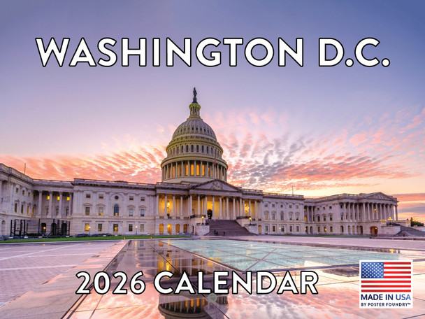 Washington DC Calendar 2026 Wall 12 Month Monthly DC Scenic Souvenirs Themed Gifts | American Made In The USA