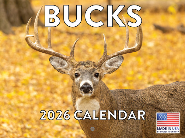 Buck Hunting Calendar 2026 Monthly Wall Hunting Gifts for Hunters Men Calender 12 Month | American Made In The USA