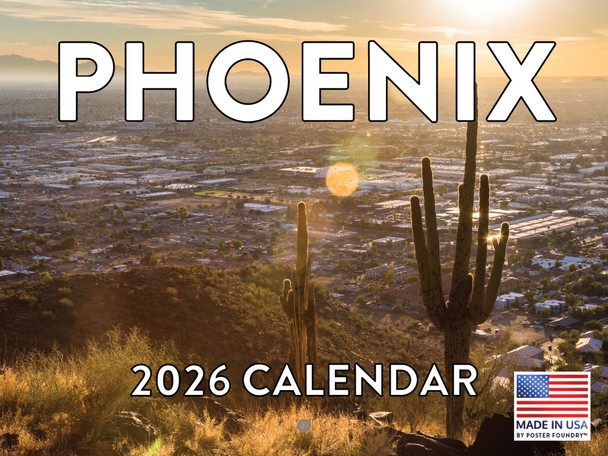 Phoenix Calendar 2026 Wall 12 Month Monthly AZ Scenic Souvenirs Arizonan Themed Gifts | American Made In The USA