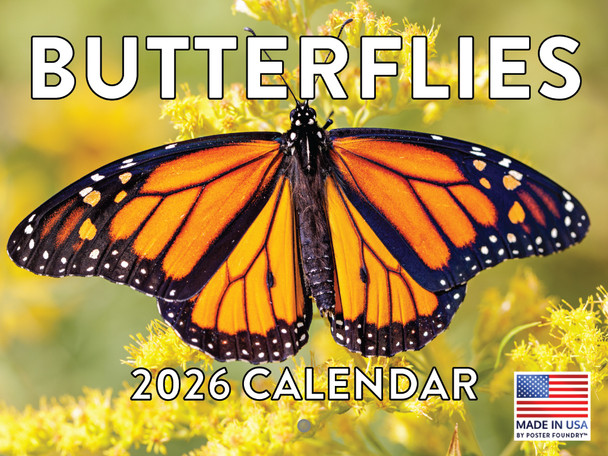 Butterfly Calendar 2026 Butterflies Monthly Wall Calender 12 Month | American Made In The USA