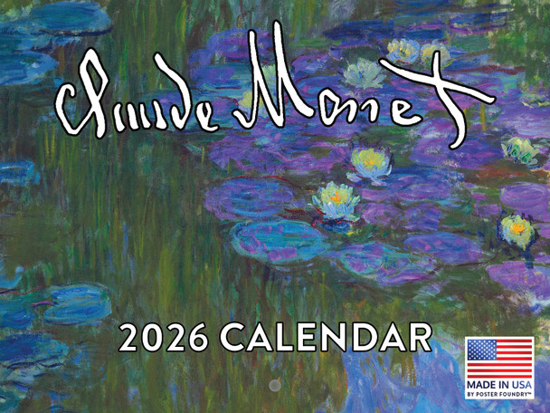 Claude Monet Calendar 2026 Impressionist Art Monthly Wall Calender 12 Month | American Made In The USA