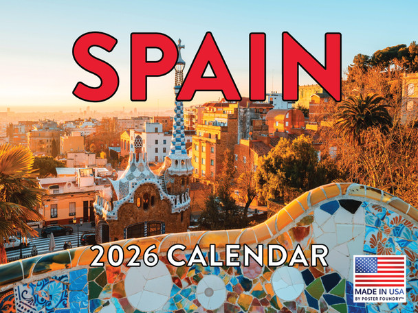 Spain Calendar 2026 Monthly Wall Calender 12 Month | American Made In The USA