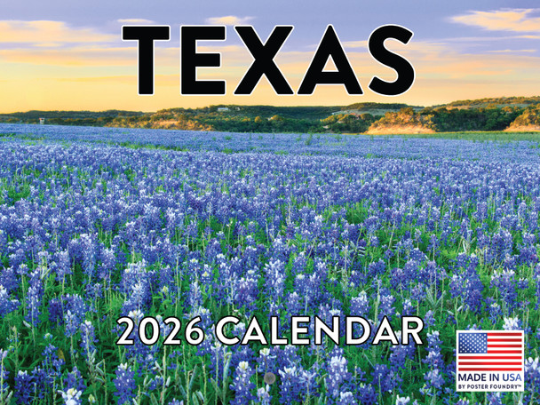 Texas Calendar 2026 Monthly Wall Calender 12 Month | American Made In The USA