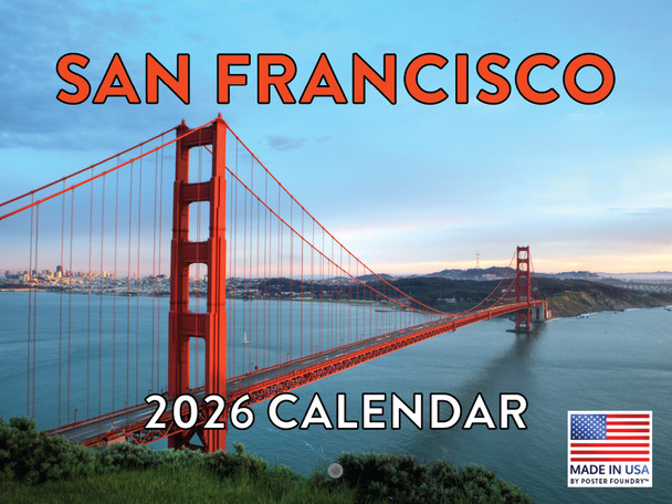 San Francisco Calendar 2026 Wall 12 Month Monthly CA SF Scenic Souvenirs Californian San Franciscan Themed Gifts | American Made In The USA