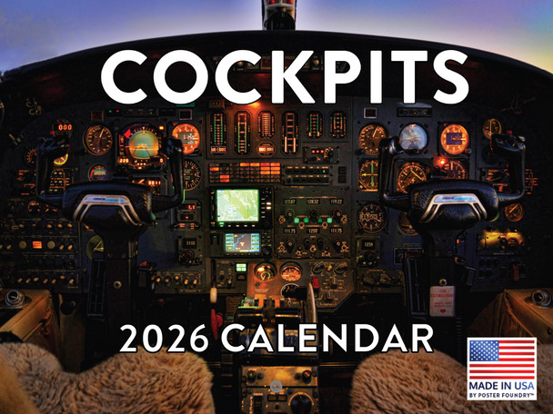 Cockpit Airplane Calendar 2026 Plane Monthly Wall Calender 12 Month | American Made In The USA