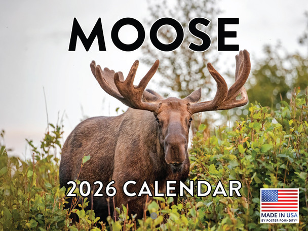 Moose Calendar 2026 Monthly Wall Hunting Gifts for Hunters Men Calender 12 Month | American Made In The USA
