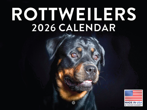 Rottweiler Calendar 2026 Wall 12 Month Monthly Rottweilers Gifts For Rottweiler Lovers Women Men Mom Dad | American Made In The USA