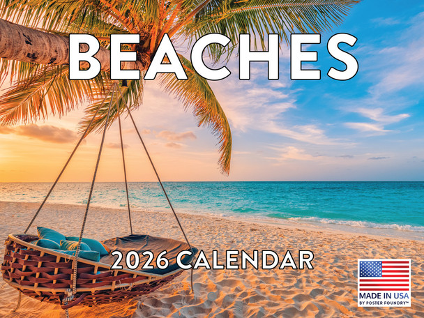 Beach Calendar 2026 Tropical Beaches Ocean Island Monthly Wall Calender 12 Month | American Made In The USA