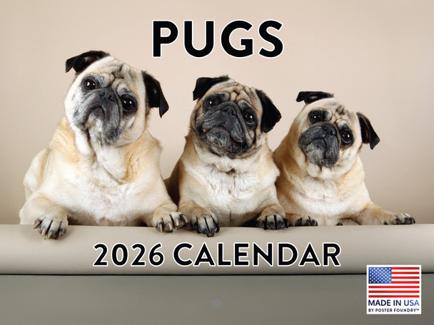Pug Calendar 2026 Wall Monthly Pugs Gifts For Pug Lovers Women Men Mom Dad | American Made In The USA
