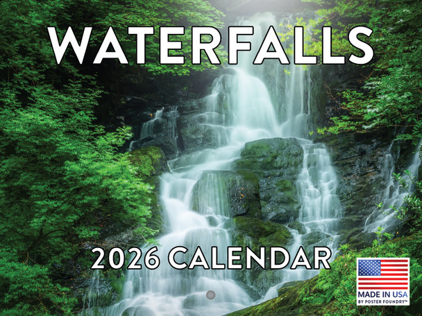 Waterfall Calendar 2026 Waterfalls Monthly Wall Calender 12 Month | American Made In The USA