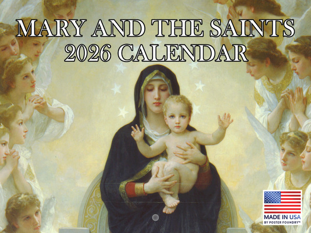 Mary And The Saints Catholic Calendar 2026 Religious Monthly Wall Calender 12 Month | American Made In The USA