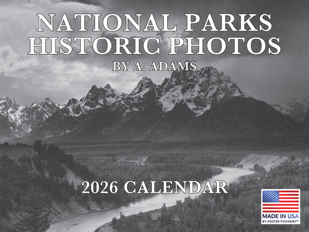 National Parks Historic Photos Calendar 2026 Black White Monthly Wall | American Made In The USA