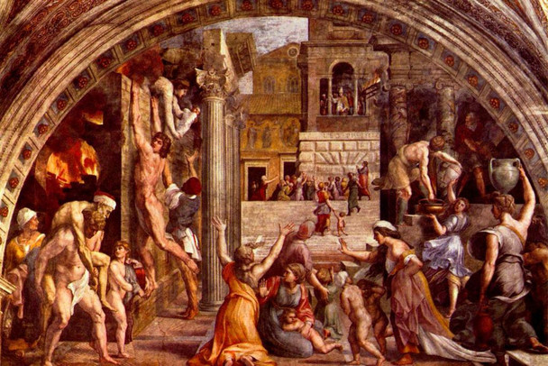 Laminated Giulio Romano The Fire in the Borgo Poster - 18x12