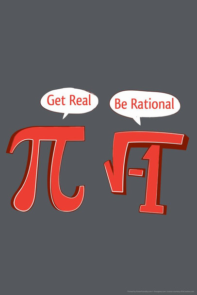 Pi Get Real Be Rational Mathematics Humor Cool Wall Art Print Poster 16x24