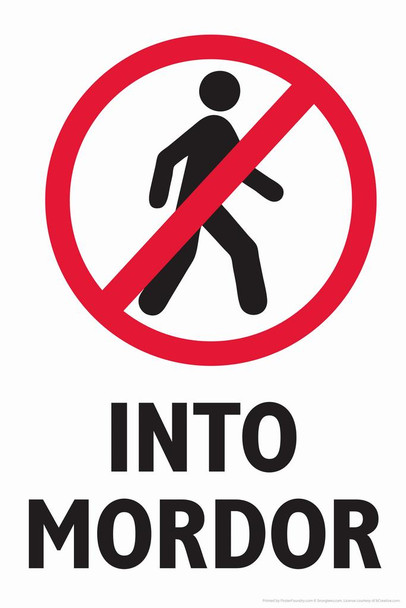 Do Not Walk Into Mordor Sign Humor Cool Wall Art Print Poster 16x24