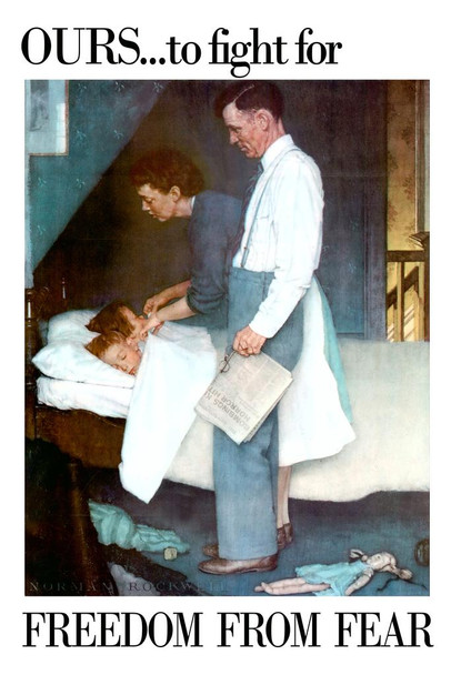 Ours To Fight For Freedom From Fear by Norman Rockwell Art Print Poster 16x24 inch