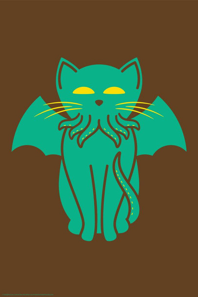 Cthulhu Funny Cat Cthulhu Fantasy Cat Poster Funny Wall Posters Kitten Posters for Wall Funny Cat Poster Inspirational Cat Poster Dark Magic Cool Wall Art Print Poster 16x24