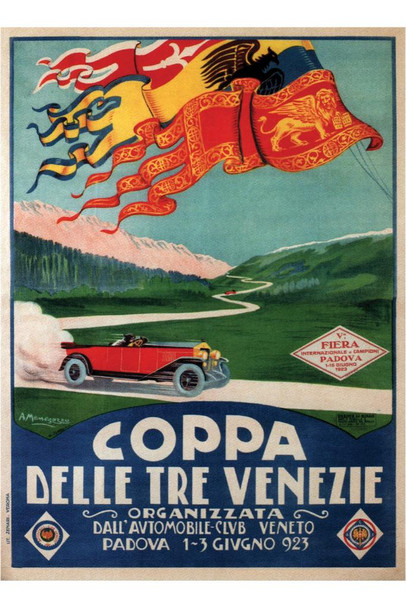 Coppa Delle Tre Venezie Italian Automobile Club Car Racing Vintage Cool Wall Art Print Poster 16x24