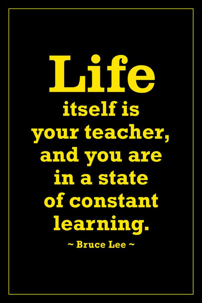Laminated Bruce Lee Life Itself Is Your Teacher And You Are In A State of Constant Learning Poster 12x18 inch
