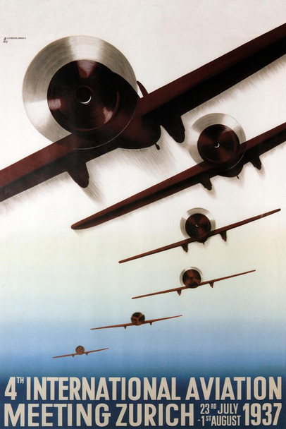 Zurich Aviation Airplane Show 1937 Vintage Travel Cool Wall Art Print Poster 16x24