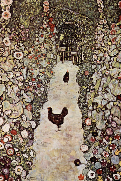 Gustav Klimt Garden Path with Chickens Symbolist Art Nouveau Prints and Posters Gustav Klimt Canvas Wall Art Fine Art Wall Decor Nature Landscape Painting Cool Wall Decor Art Print Poster 12x18