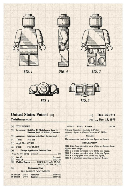 Laminated Toy Figure Official Patent Diagram Poster 12x18