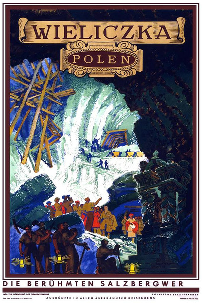 Poland Wieliczka Polen Warsaw Vintage Illustration Travel Art Deco Vintage French Wall Art Nouveau French Advertising Vintage Poster Prints Art Nouveau Decor Cool Wall Art Print Poster 16x24