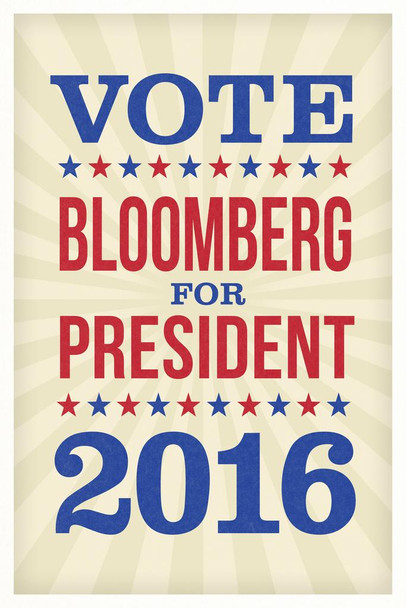 Laminated Michael Bloomberg For President 2016 Vote Campaign Poster 12x18