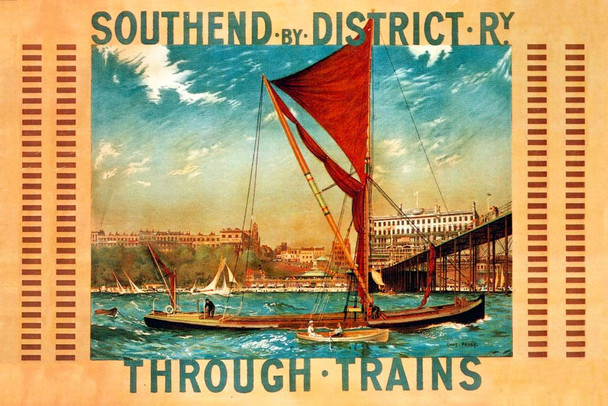 1915 Southend Vintage Illustration Travel Art Deco Vintage French Wall Art Nouveau 1920 French Advertising Vintage Poster Prints Art Nouveau Decor Cool Wall Art Print Poster 16x24