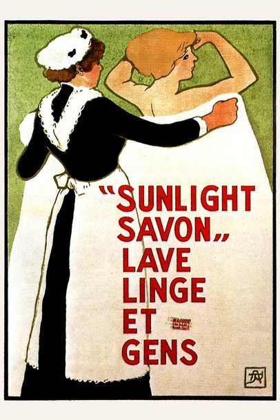 Sunlight Savon Soap Vintage Illustration Art Deco Vintage French Wall Art Nouveau 1920 French Advertising Vintage Poster Prints Art Nouveau Decor Cool Wall Art Print Poster 16x24