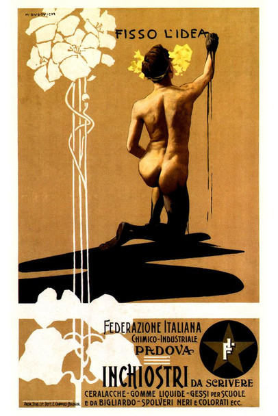 Inchiostri Writing Ink Padova Vintage Illustration Art Deco Vintage French Wall Art Nouveau 1920 French Advertising Vintage Poster Prints Art Nouveau Decor Cool Wall Art Print Poster 16x24