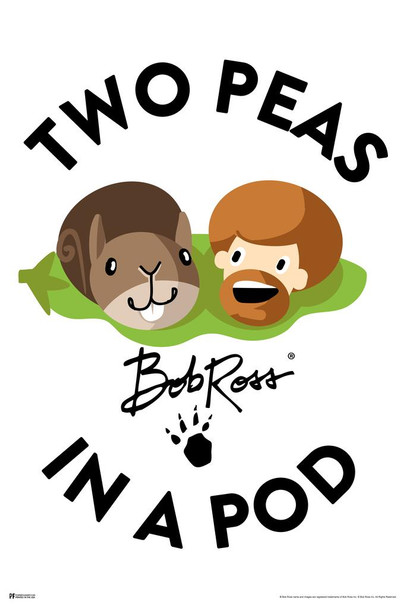 Bob Ross Two Peas In A Pod Peapod the Squirrel Animal Lover Cute Funny Cool Wall Art Print Poster 16x24