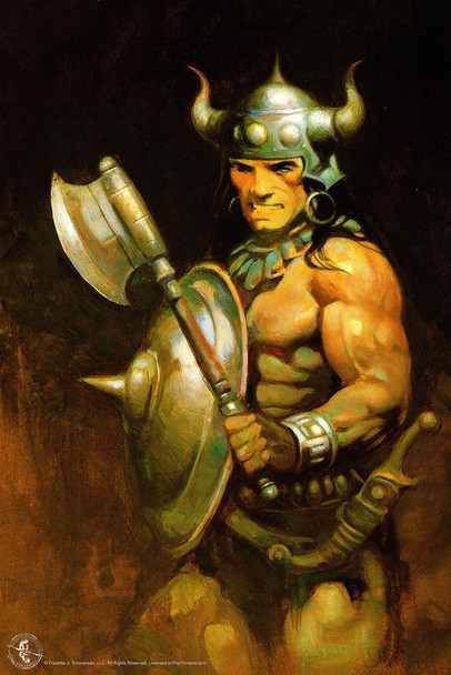Laminated The Barbarian Portrait by Frank Frazetta Art Print Poster 24x36 inch
