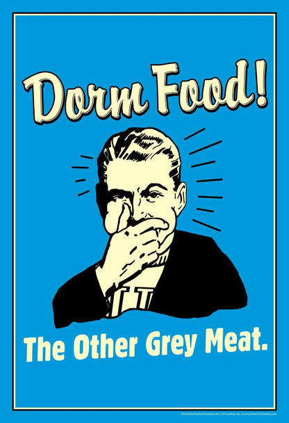 Dorm Food! The Other Grey Meat Retro Humor Cool Wall Art Print Poster 24x36