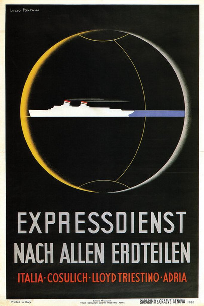 Laminated Expressdienst Cruise Ship Italy Vintage Travel Poster Dry Erase Wall Art 12x18