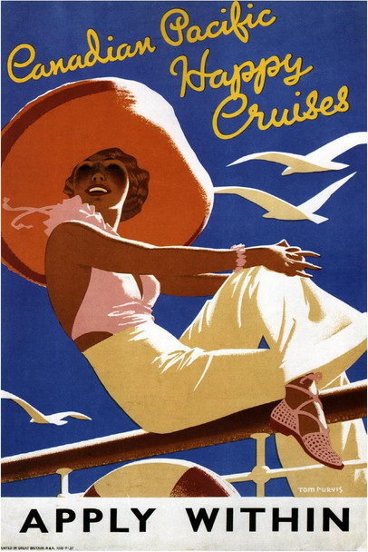 Laminated Canadian Pacific Happy Cruises Vintage Illustration Travel Art Deco Vintage French Wall Art Nouveau French Advertising Vintage Poster Prints Art Nouveau Decor Poster Dry Erase Wall Art 12x18