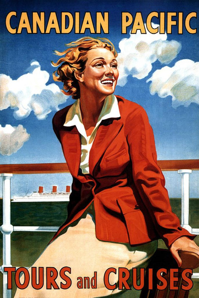 Laminated Canada Canadian Pacific Tours and Cruises Vintage Illustration Travel Poster Dry Erase Wall Art 12x18